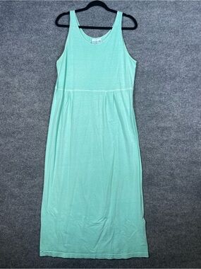 Fresh Produce Womens Large Teal Aqua Midi Dress Cotton Minimalist Beach Summer